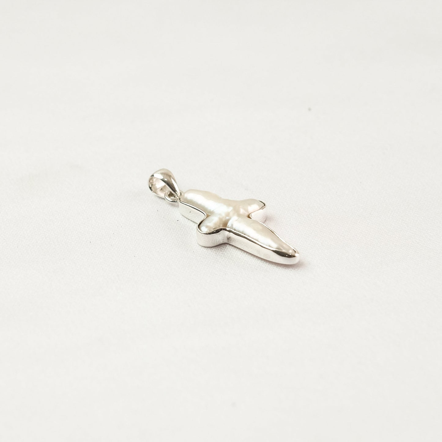 Biwa Pearl Cross Pendant
