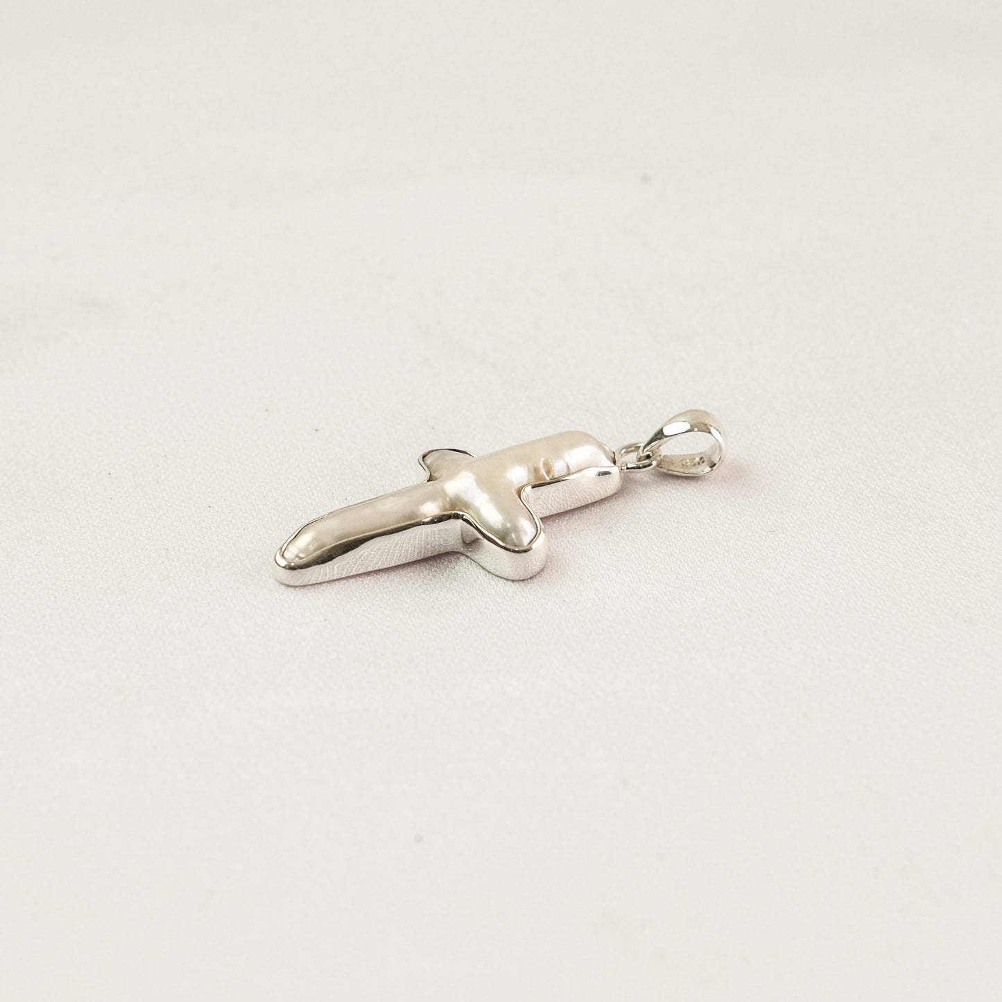 Biwa Pearl Cross Pendant