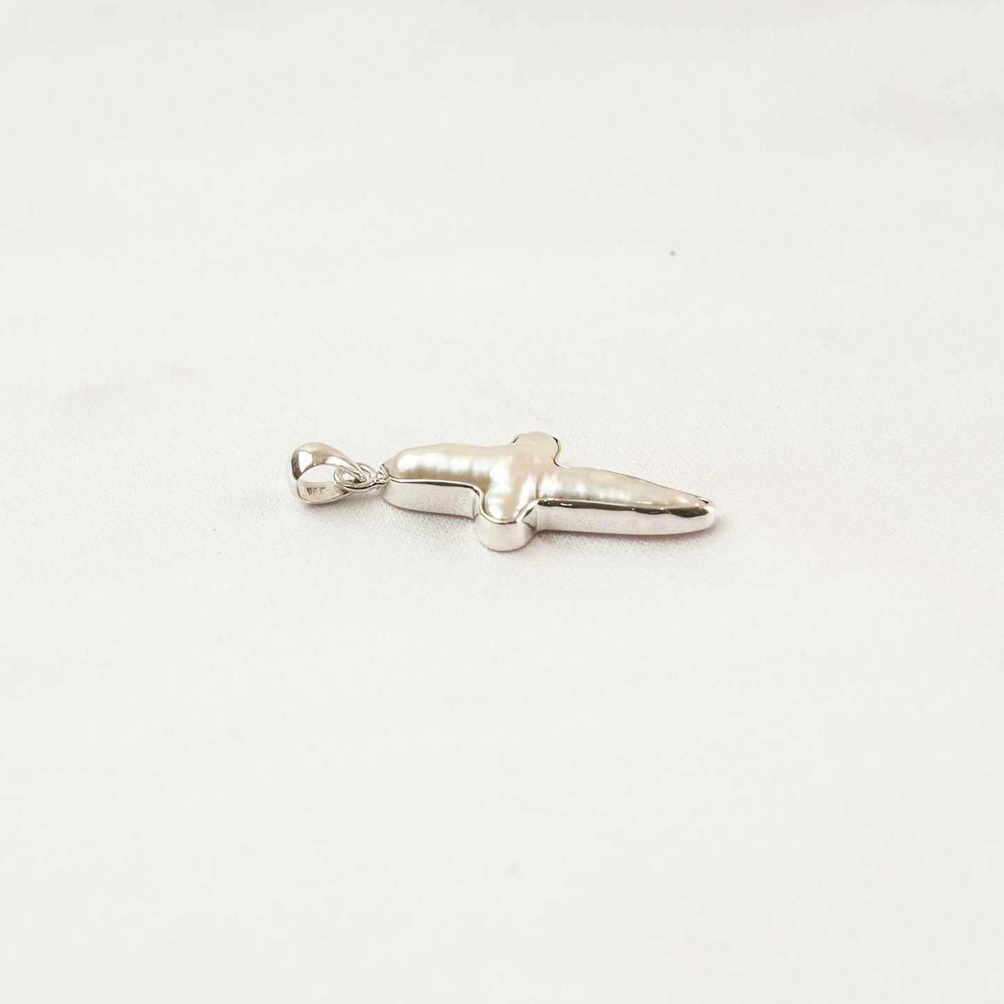 Biwa Pearl Cross Pendant